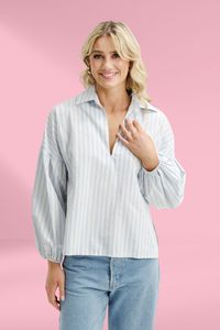 Romantic: Homelee Stevie Shirt Powder Blue Stripes