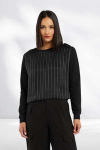 Et Alia: Et Alia Smith Top Noir Pinstripe