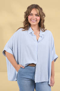 Elm Luna Shirt Dusk Blue Marshmallow Stripe