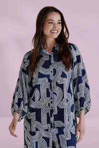 Clearance: Betty Basics Rosalind Shirt Navy Geo