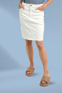 Clearance: Elm Belle Denim Skirt Vintage White