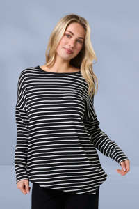Stella and Gemma Asymmetric Top Navy White Stripe