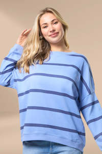 Stella Gemma: Stella and Gemma Newport Sweat Cornflower Baby Cross Stripe