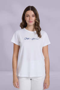 Stella and Gemma Classic Tee Freehand White