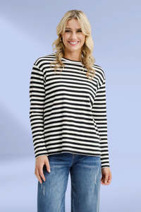 Homelee Long Sleeve Chris Tee Black and White Stripes