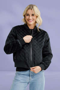 Homelee Wyld Bomber Jacket Black Quilt
