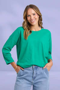 Elm Annie 3/4 Sleeve Tee Turquoise