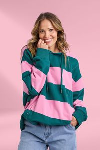 Best Sellers: Elm Liberty Block Hoodie Pink and Green Stripe
