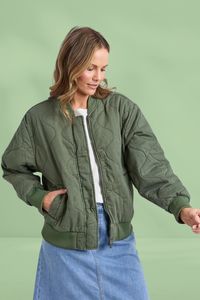 Light Summer: Elm Jean Bomber Jacket Four Leaf Clover