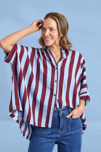 Elm Palermo Stripe Shirt Plum Dark Blue Stripe