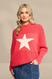 Vassalli Star Sweater Coral