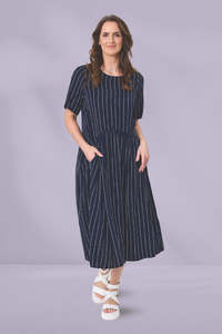 Lemon Tree Monroe Dress Navy Stripe