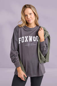 Foxwood Interval Long Sleeve Tee Charcoal With White