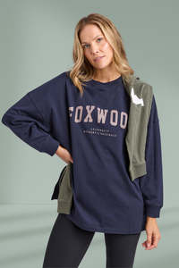Foxwood Interval Long Sleeve Tee Navy With Brown