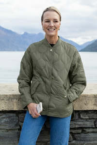 Deep Autumn: PRE-ORDER Moke Talei Quilted Bomber Jacket Olive Green