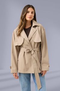Isle of Mine Farida Cropped Trench Coat Stone