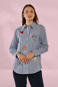 Cool Summer: Betty Basics Amelia Shirt Floral Navy Stripe