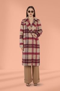 Fate and Becker Harlow Check Longline Coat Check