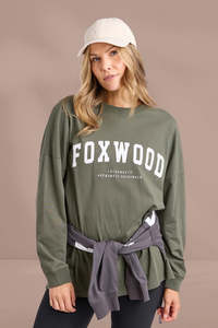 Foxwood Interval Long Sleeve Khaki With White