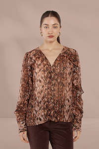 Fate and Becker Odette Ruffle Blouse Snake Print