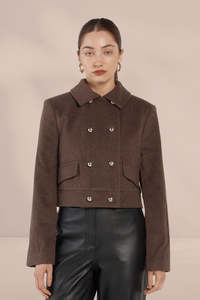 Fate and Becker Devyn Wool Blend Cropped Jacket Chocolate
