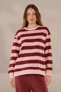 Deep Autumn: Betty Basics Stazie Sweatshirt Pink Red Stripe