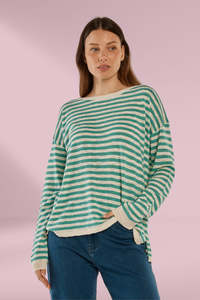 Betty Basics Natasha Knit Top Lime Stripe