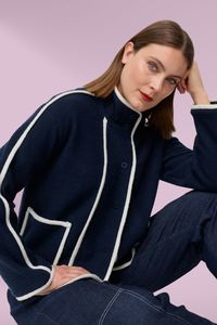 Marco Polo Contrast Boiled Wool Jacket Navy