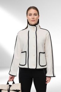 Marco Polo Contrast Boiled Wool Jacket Ivory