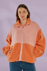 Modern: Betty Basics Jayne Fleece Jacket Pink Orange