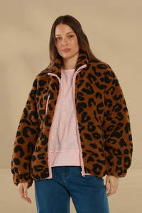 Betty Basics Jayne Fleece Jacket Animal Pink