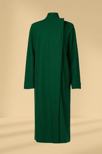 Romantic: Marco Polo Collared Boiled Wool Coat Deep Pine