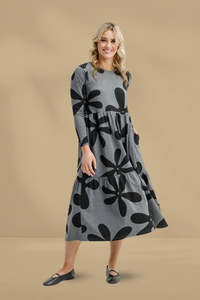 Best Sellers: Homelee Long Sleeve Kaitlin Dress Graphite Daisies