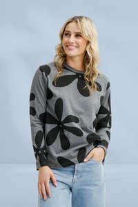 Homelee Long Sleeve Chris Tee Graphite Daisies