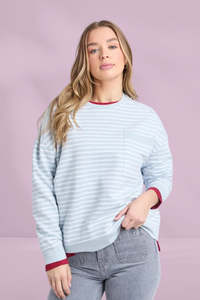 Foxwood Original Stripe Crew Ice Blue White Stripe