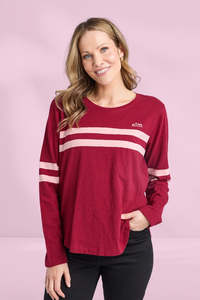 Elm Adora Long Sleeve Tee Maroon