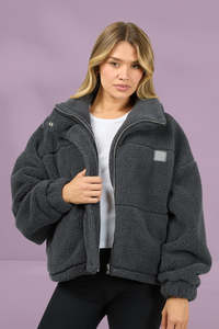 All About Eve Cosy Club Teddy Jacket Charcoal