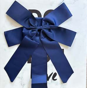 Corporate: Welcome Home Door Bow – Navy Blue Satin