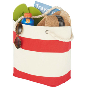For Her: Stylish Striped Cotton Tote Bag – Red