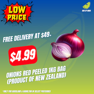 Indian Vegetables 1: Onions Red Peeled 1kg Bag (Product of New Zealand)