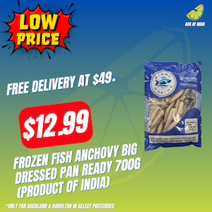 Frozen Meats Snacks: Frozen Fish Anchovy Big Dressed Pan Ready 700g (Product of India)