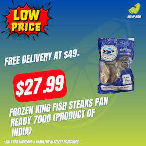Frozen King Fish Steaks Pan Ready 700g (Product of India)