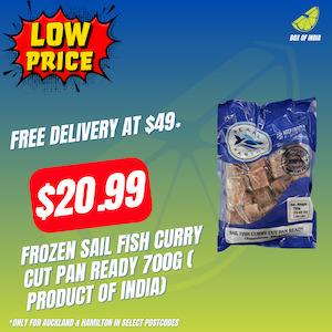 Frozen Meats Snacks: Frozen Sail Fish Curry Cut Pan Ready 700g ( Product of India)