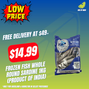 Frozen Meats Snacks: Frozen Fish Whole Round Sardine 1Kg (Product of India)