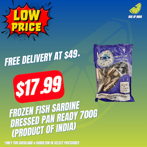 Frozen Meats Snacks: Frozen Fish Sardine Dressed Pan Ready 700g (Product of India)