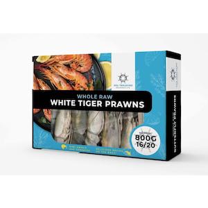 Frozen Meats Snacks: Frozen Whole Raw White Tiger Prawns 16/20 800g