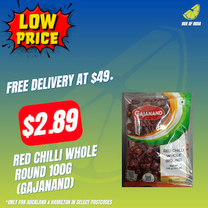 Whole Ground Spices: Red Chilli Whole Round 100g (Gajanand)