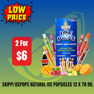 Skippi Icepops Natural Ice Popsicles 12 x 70ml
