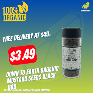 Organic Spices: Organic Mustard Seeds Black 80g (Down To Earth)