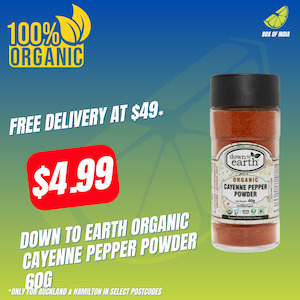 Organic Spices: Organic Cayenne Pepper Powder 60g (Down To Earth)